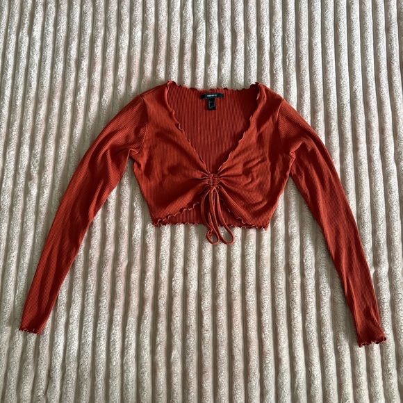 Forever 21 Tops - Forever 21 burnt orange Long Sleeve Crop Top